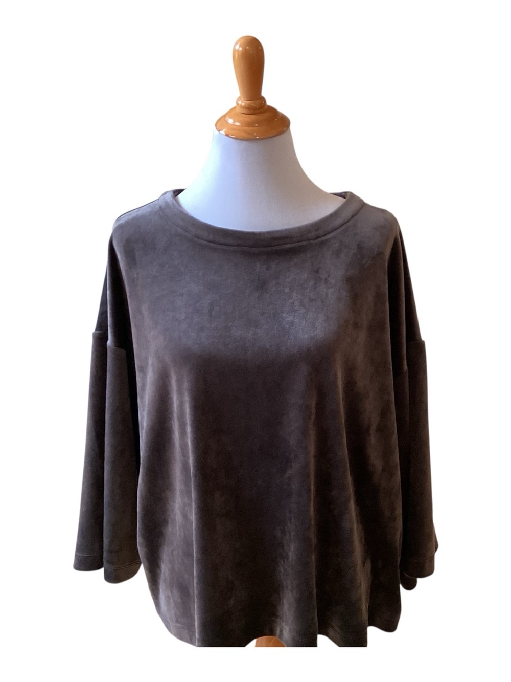 J. Jill Gray Boxy Dolman Velvet Top Misses size L
